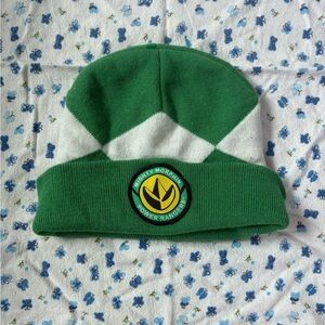 Power Ranger Green and White Beanie